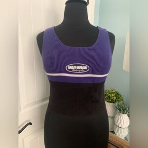 Women’s Harley Davidson, Biker, Ribbed Sweater Tank Top Black/Blue, Size XL